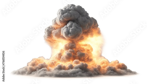 realistic nuclear explosions isolated on white background