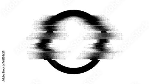 Glitched Circle Frame Design. Distorted Glitch Style Modern Background. Glow Design for Graphic Design - Banner, Poster, Flyer, Brochure, Card. Vector Illustration.