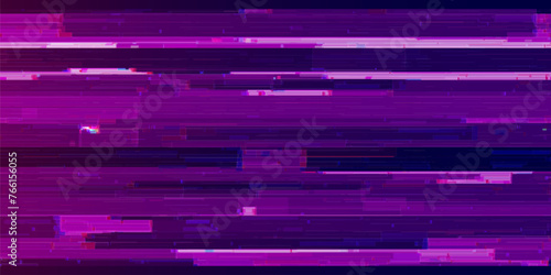 Abstract Cyberpunk Purple Glitch Background. Abstract Noise Effect, Error Video Damage, Stylized Data Corrupted Lines. Vector illustration.