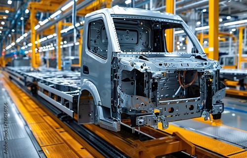 truck body manufacturing factory, assembly line, truck car assembly industry © Beny