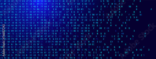 Abstract Blue Technology Background. Binary Computer Code. Programming Coding Hacker concept. Vector Background Illustration. © ec0de