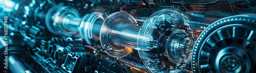 A close up of a machine with many gears and a large gear. The gears are all different sizes and are all connected to each other. Concept of complexity and intricacy