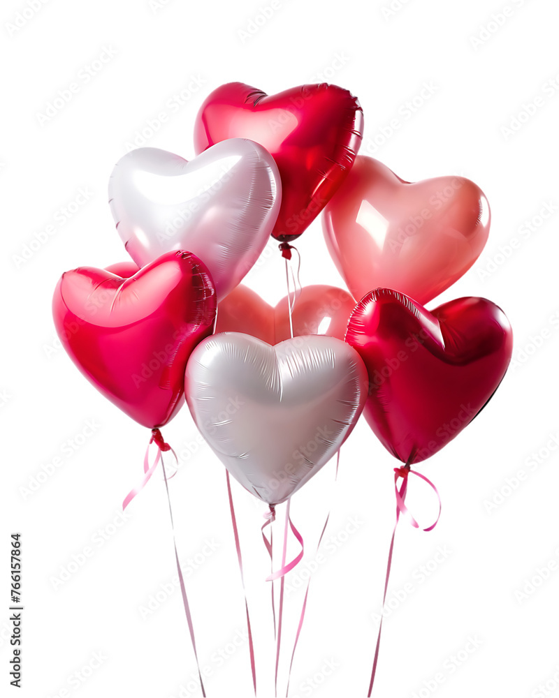 realistic red 3d heart balloons isolated on transparent background air helium balloon