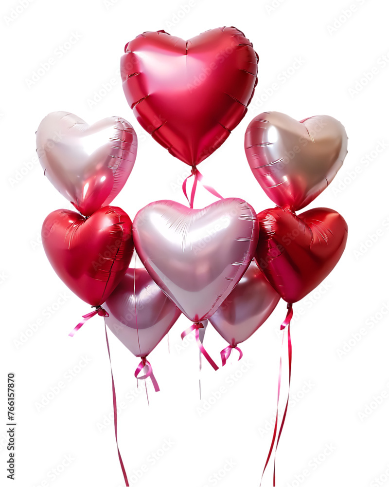 realistic red 3d heart balloons isolated on transparent background air helium balloon