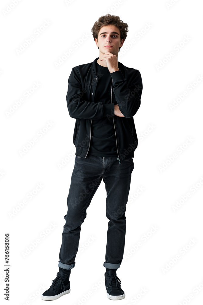Full body portrait of Man thinking on isolated on a transparent background Full body portrait of Man thinking on isolated on a transparent background
