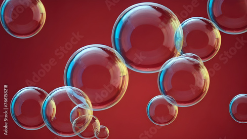 soap bubbles on a red background