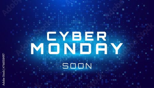 Cyber Monday Banner. Technology Business Sale Background. Special Offer Promo Backdrop. Vector Illustration.