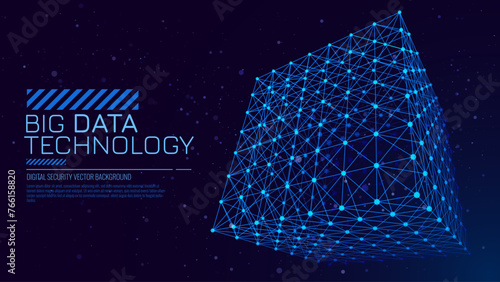 Big Data Storage Technology. Abstract Data Cube Background. Modern Technology Banner. Information Server. Data Science Computer Science Algorithms Vector Illustration.