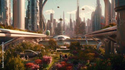 Urban landscape in the future. Futuristic cityscape.