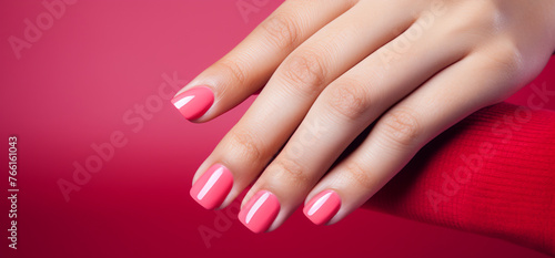 Beautiful hands  modern manicure. Individual color. Modern technology. Nail extensions.