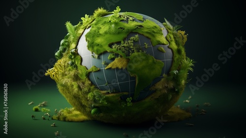 Green planet earth covered with grass. Earth day  Sustainable development  World environment day.