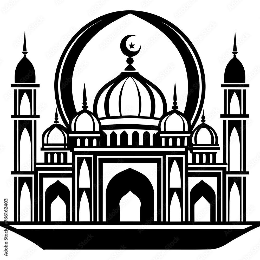 Symbol of Faith Islamic Mosque Silhouette Logo Inspires Reverence