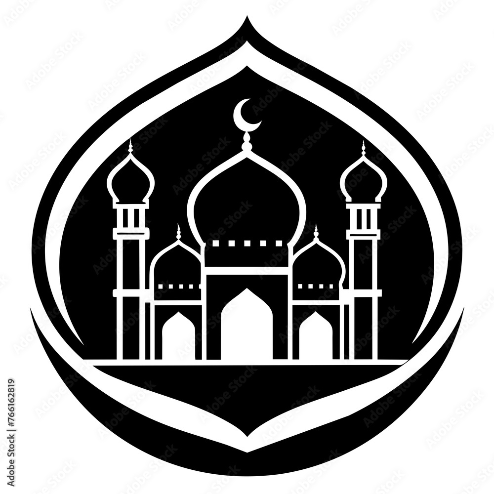 Symbol of Faith Islamic Mosque Silhouette Logo Inspires Reverence