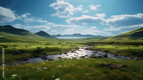 Tranquil landscape with harmonious spatial computing