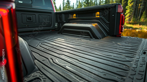 A durable rubber bed liner, custom-molded to fit the contours of the truck bed, protecting against scratches and dents © Textures & Patterns