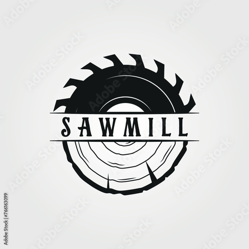 carpentry, woodworking logo vector vintage illustration design, sawmill logo