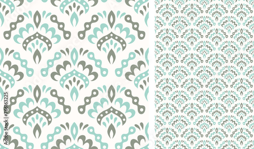 Cute scandinavian style ethnic seamless pattern. Hugge and calm hand drawn design. Moroccan tile. Mexican Spanish Talavera. Endless swatch with arabesque.