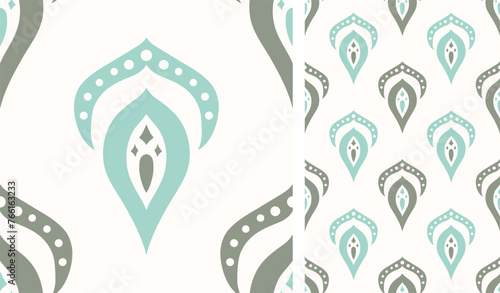 Cute scandinavian style ethnic seamless pattern. Hugge and calm hand drawn design. Moroccan tile. Mexican Spanish Talavera. Endless swatch with arabesque.