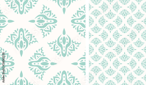 Cute scandinavian style ethnic seamless pattern. Hugge and calm hand drawn design. Moroccan tile. Mexican Spanish Talavera. Endless swatch with arabesque.