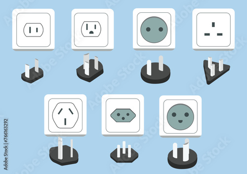 All types of AC power plugs and sockets. Types of socket. Types of plugs and sockets by countries.