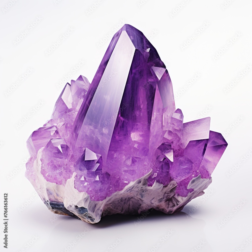 Radiant amethyst crystal on white background Radiant amethyst crystal on white background