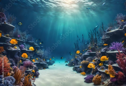 Sea or ocean underwater deep nature background © Ehtisham