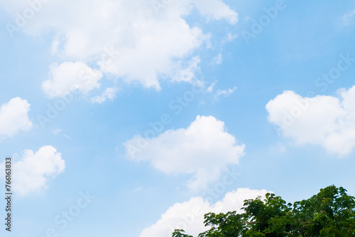 Blue sky background with tiny cloud, clearing day Good weather and beautiful nature in the morning. © wanatithan