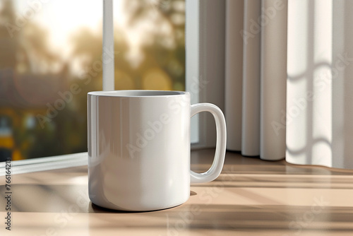 Close-up mockup of an empty coffee mug .