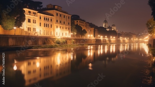 Night view of Castel Sant'angelo and the Tiber
