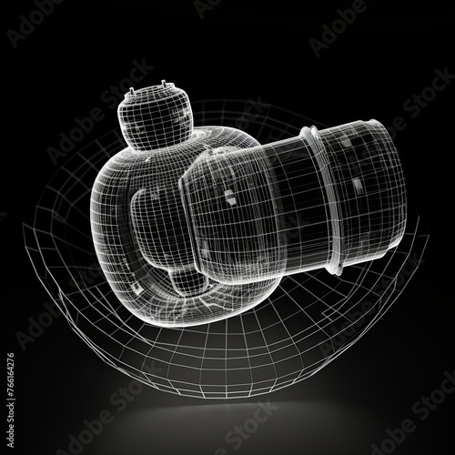 3ds max technical wireframe 3d model of a net energy sensor