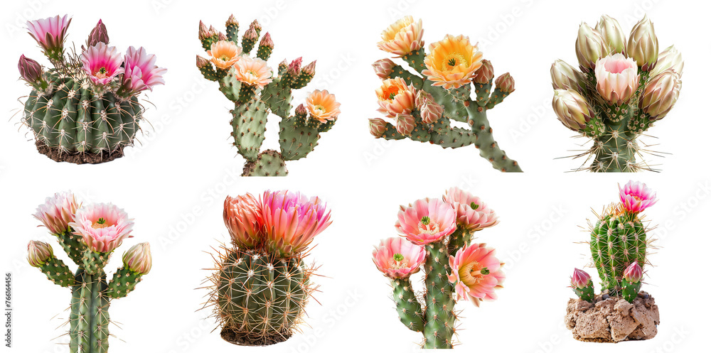 Fototapeta premium set of cactus flowers