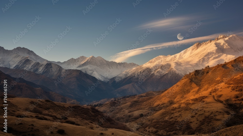 the moon over the mountains