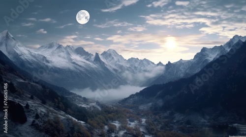 the moon over the mountains