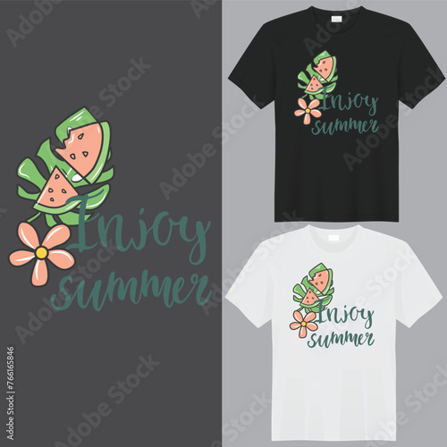 INJOY SUMMER T-shirt  creative design using adobe illustrator and your best choice... photo