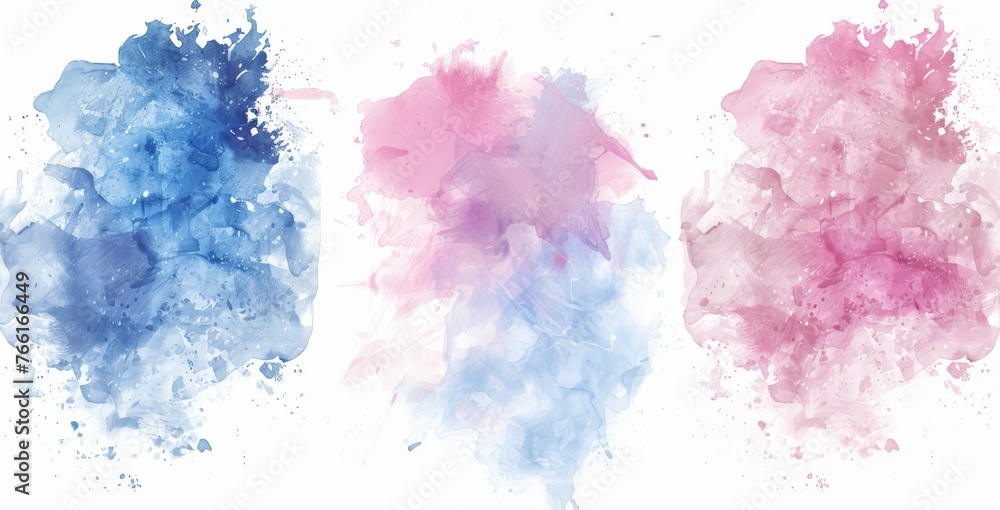 Three distinct colors of paint, each in its own pool, are arranged on a plain white background