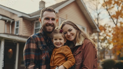 Delighted Family Celebrating Homeownership in Autumnal Bliss © R Studio