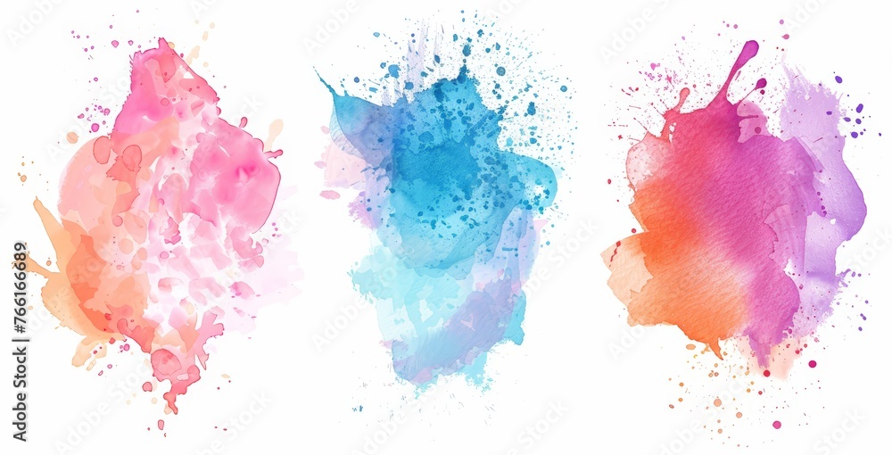 Three distinct paint colors - red, blue, and yellow - arranged on a white background in a neat and orderly fashion