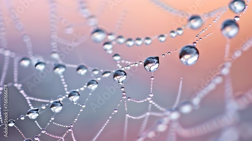 Glistening Droplets on Delicate Spider Web Reveal Nature's Captivating Elegance