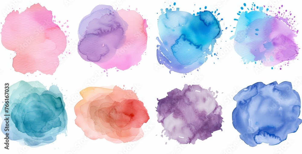 Various colors of paint are displayed on a white background, showcasing a range of hues and shades