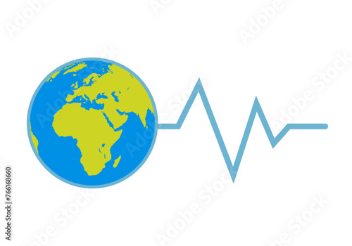 Planeta tierra con ritmo cardiaco por cuidarlo.