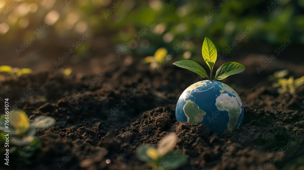 Earth, an empty planet on the ground and with trees. Concept of Earth Day or World Environment Day Trees and globes on a dry and barren earth Environmental conservation and global warming Earth, an empty planet on the ground and with trees. Concept of Earth Day or World Environment Day Trees and globes on a dry and barren earth Environmental conservation and global warming