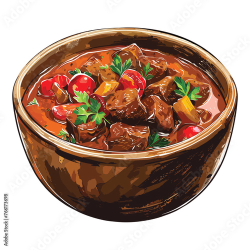 Vector depiction of a delectable traditional goulash dish.