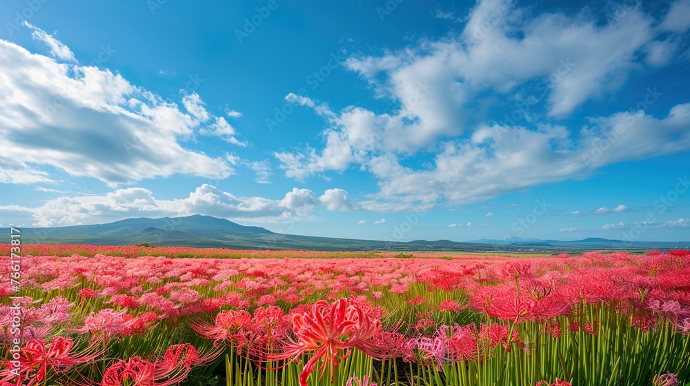 Fields of spider lily stretching to the horizon Fields of spider lily stretching to the horizon