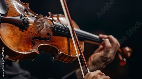 The Hands of a Violinist are Captured in Motion, Producing Soulful Melodies on the Strings of a Violin. Musical Mastery Concept.