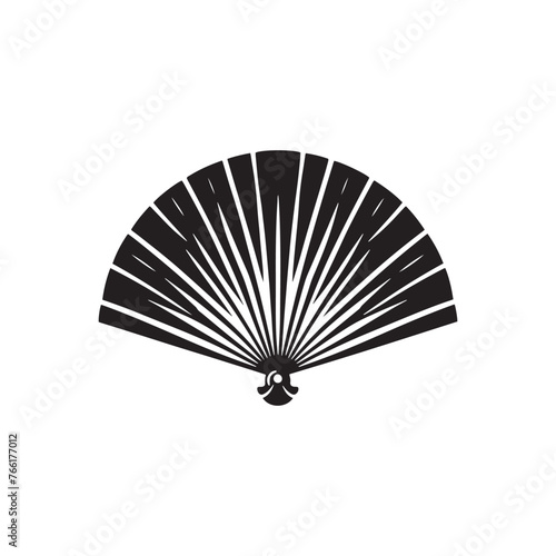 Chinese Fan Silhouette Vector: Traditional Elegance and Cultural Symbol in Graceful Motion- Chinese fan vector stock.