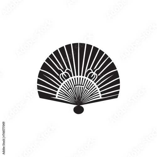 Chinese Fan Silhouette Vector  Traditional Elegance and Cultural Symbol in Graceful Motion- Chinese fan vector stock.