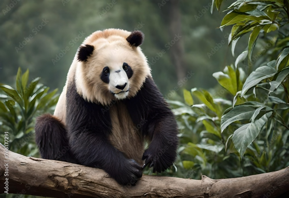 Obraz premium giant panda eating bamboo