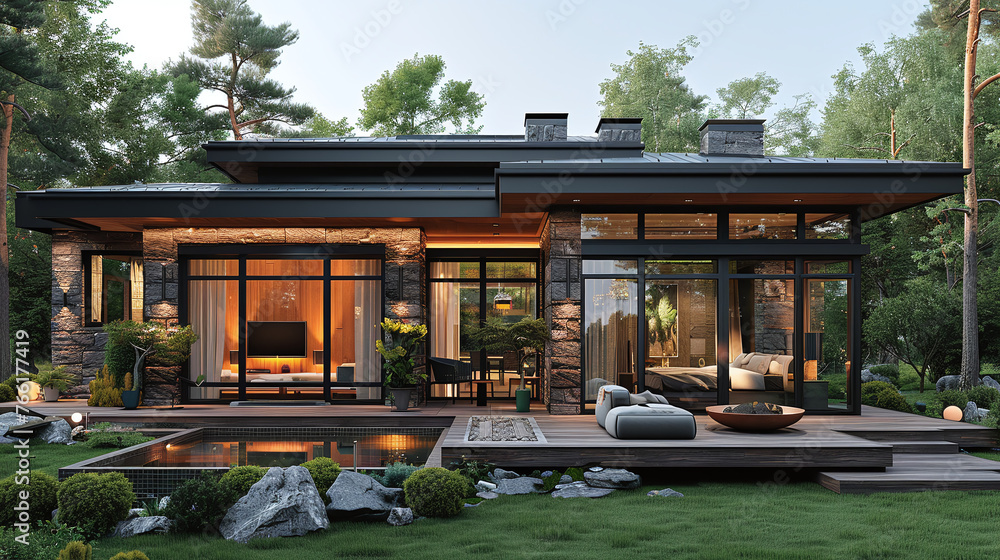 Private modern house with garden and swimming pool Private modern house with garden and swimming pool