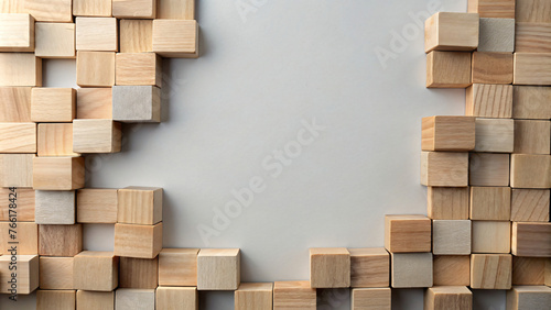 White Empty Background with Wooden Stacked on Floor