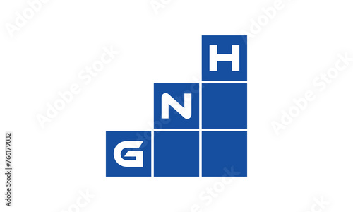 GNH initial letter financial logo design vector template. economics, growth, meter, range, profit, loan, graph, finance, benefits, economic, increase, arrow up, grade, grew up, topper, company, scale photo